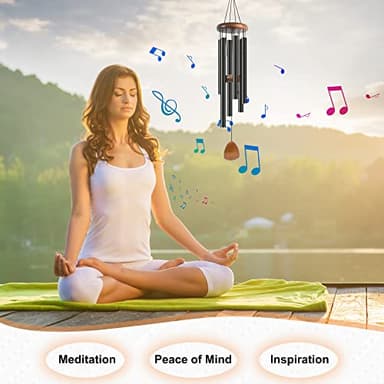 Bursvik Large Aluminium Wind Chimes 37" Inches to Create a Zen Atmosphere Suitable for Outdoor, Garden, Patio Decoration. Classic Black Wind Chimes with Wind Catcher Suitable as A Gift for Unisex - Image 8