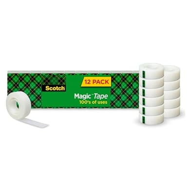 Scotch Magic Tape, 12 Rolls, Numerous Applications, Invisible, Engineered for Repairing, 3/4 x 1000 Inches, Boxed - Image 1