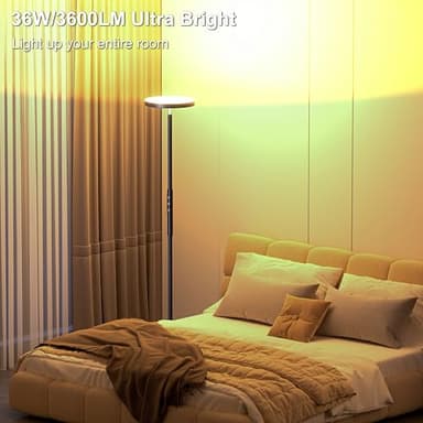 Yikuneng RGB Torchiere Floor Lamps for Living Room, 3600LM 36W Bright LED Standing Lamp with Remote, Modern Color Changing Tall Lamp with Stepless Dimming, 69" Corner Floor Lamp for Bedroom, Office - Image 8