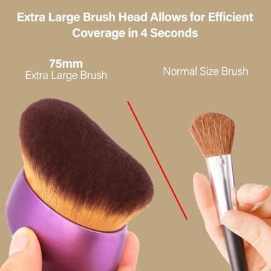 Extra Large Body Makeup Brush For Self Tanner, Leg Makeup &Bronzer Blend,75 mm Wide-headed Kabuki Brush Provides More Even &Pretty Application, Sunscreen Face& Back Makeup Brush, Wet&Dry Use- Purple - Image 2