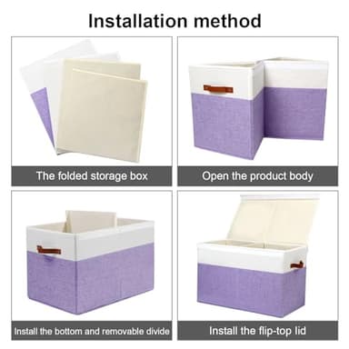 Large Toy Box with Lid, Sturdy Toy Storage Chest Bin Boxes Organizer Basket with Dividers for Toddlers, Kids, Boys, Girls, Nursery, Living Room, Bedroom, Playroom 25"x13" x16" (Purple and White) - Image 7