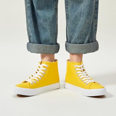 hash bubbie Women's Canvas High top Sneakers Classic Fashion High Tops Canvas Shoes Casual Tennis Shoes for Women（Yellow.US9） - Image 6