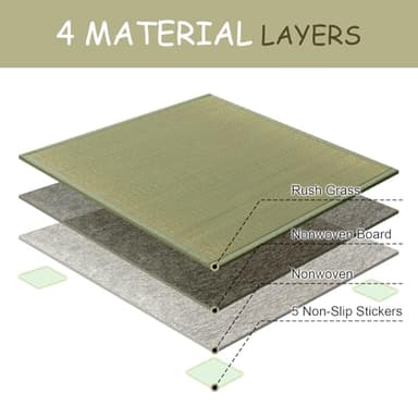 HAGiHARA Japanese Tatami Mat, Patchwork Tatami Floor Mats, 96" x 96" Foldable Square with Non-Slip Design for Bedroom, Crawling and Yoga, Made of Rush Grass, Igusa(with Edge/9 Picecs) - Image 5