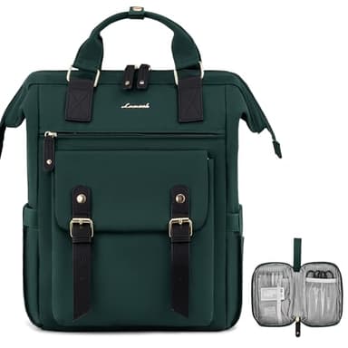 LOVEVOOK Laptop Backpack for Women, Teacher Nurse Bag Work Travel Computer Backpacks Purse,Water Resistant Daypack,Dark Green 15.6in - Image 1