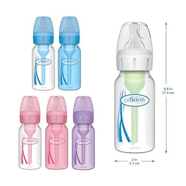 Dr. Brown's Natural Flow Anti-Colic Options+ Narrow Baby Bottle, 4 oz/120 mL, with Level 1 Slow Flow Nipple, 0m+, 4 Bottles - Image 11