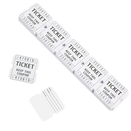 DGBDPACK 250 White Raffle Tickets, 50/50 Raffle Tickets, Double Tickets for Festivals, Carnivals, School Events, Baby Showers, Summer Parties - Image 1
