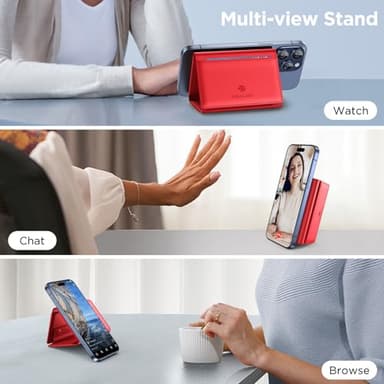 Miracase Magnetic Wallet for Men/Women with Stand, Compatible with MagSafe Wallet, 4+ Cards, 0.5 inch thick, Card Holder for iPhone 17/16/15/14/13/12 Series(Red) - Image 3
