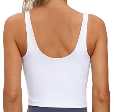 Women’s Longline Sports Bra Wirefree Padded Medium Support Yoga Bras Gym Running Workout Tank Tops (White, Medium) - Image 4