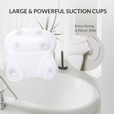 Bath Pillow Luxury Bathtub Pillow Bath Pillow for Head & Neck Support, Spa Cushion for Tub Relaxing Headrest with 4D Air Mesh Fabric and Non-Slip Suction Cups, Bath Accessories Spa Gifts - Image 5