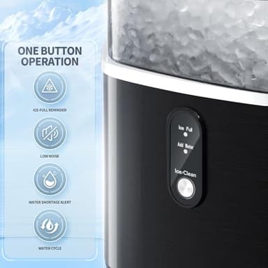 Nugget Ice Maker Countertop,Ready in 6 Mins, 34lbs/24H,Auto-Cleaning Portable Ice Maker with Basket and Scoop, for Home/Kitchen/Camping/RV. (Black) - Image 2