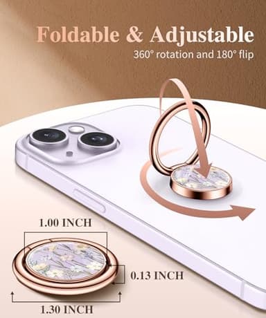 GVIEWIN Floral Cell Phone Ring Holder, Metal Kickstand Grip 360° Rotation Compatible with iPhone 17/16/15/14/Pro Max/Air/Plus Series & Galaxy S25/S24 Ultra and Other Phones (Vibrant Spring/Purple) - Image 2