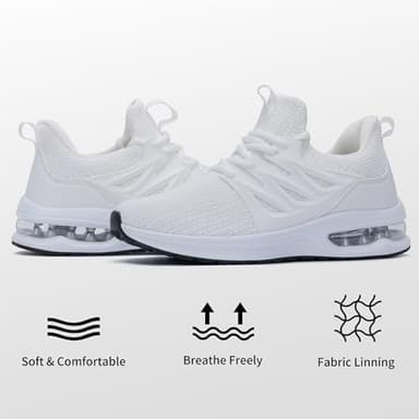 HuJAT Womens Walking Shoes Athletic Tennis Running Shoes Lightweight Casual Sneakers for Gym Jogging Workout White Size 8.5 - Image 5