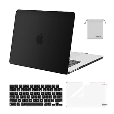 MOSISO Compatible with MacBook Air 15 inch Case M4 M3 M2 2025 2024 2023 Release A3241 A3114 A2941 with Touch ID, Plastic Hard Shell Case&Keyboard Cover&Screen Protector&Storage Bag, Black - Image 1