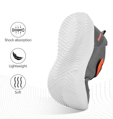 DREAM PAIRS Boys Girls Shoes Kids Tennis EZ-Ons BreezeRunners Running Athletic Walking Sneakers,Size 13 Little Kid,Grey/Orange,Contact-K - Image 5