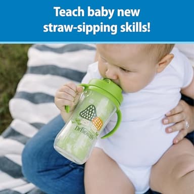 Dr. Brown's Milestones Insulated Sippy Cup with Straw and Handles, Spill-Proof Tumbler with Lid, 2-Pack, Blue & Green, 10 oz/300 mL, BPA Free, 12m+ - Image 2
