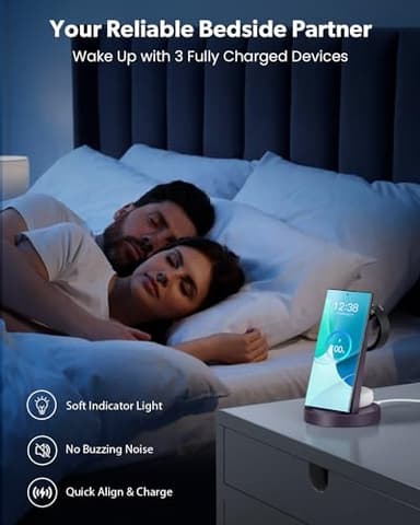 Wireless Charger for Samsung Charging Station: 3 in 1 Wireless Charging Station for Samsung Galaxy Watch - Purple - Image 6