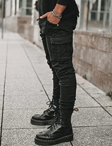 HUNGSON Men's Slim Fit Jeans 7 Pockets Stretch Skinny Denim Pencil Pants Nova Fashion - Image 4