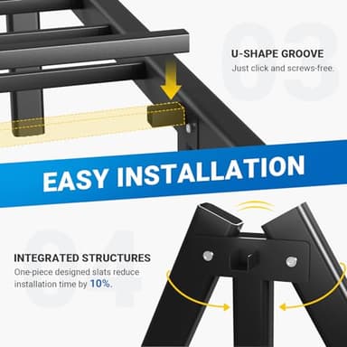 Avenco Full Size Bed Frame - 14 Inch High Metal Platform Bed Frame Full Size with Storage Space Under Bed, Heavy Duty Steel Slat Support, No Box Spring Needed, Easy Assembly - Image 6