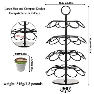 SHURFFY Coffee Pod Carousel Holder Organizer Compatible with 36 Cup Pods - Image 4