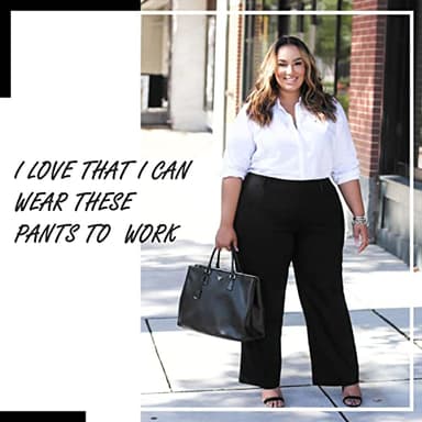 Plus Size Women's Wide-Leg Dress Pants - High Waisted Capri for Business Casual,Work Clothes for Office D-4XL - Image 5