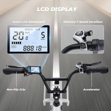 isinwheel U7 Electric Bike for Adults, 750W Peak 20 mph Cargo Ebike Adult Electric Bicycles 55 Miles Range E Bike, 48V 10.4Ah Removable Battery, 7 Speed Gearshift, 20" Step Thru Ebikes for Adults - Image 5