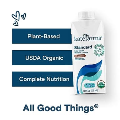 KATE FARMS Organic 1.4 High Calorie Nutrition Shake, Chocolate, 20g Protein, 27 Vitamins and Minerals, Meal Replacement, 11 oz (12 Pack) - Image 4