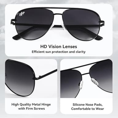 Polarized Aviator Sunglasses for Men Women Retro Style 100% UV Protection Sun glasses Lightweight Metal Frame Trendy Shades - Image 3