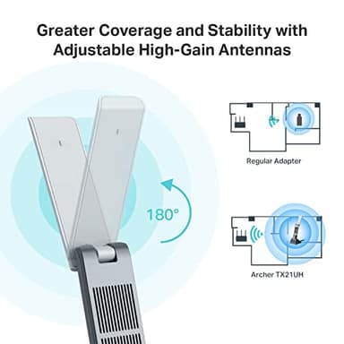 TP-Link AX1800 WiFi 6 USB Adapter for Desktop PC (Archer TX21UH) Wireless Network Adapter with 2.4GHz, 5GHz, MU-MIMO, OFDMA, High Gain Dual Band 5dBi Antenna, WPA3, Supports Windows 11/10 - Image 4