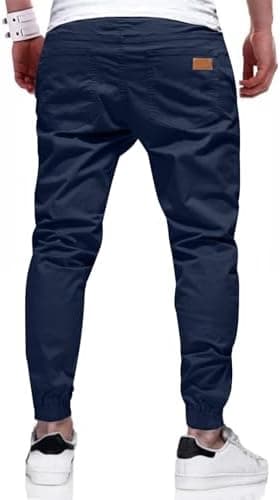 JMIERR Mens Casual Joggers Pants - Cotton Drawstring Chino Cargo Pants Hiking Outdoor Twill Track Jogging Sweatpants Pants - Image 4