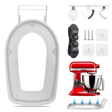 Sliding Mat for Kitchen aid 4.5-5 Qt Stand Mixer with 1Pc Cord Organizer and 3Pcs Attachment Holder for Kitchen Appliance Slider Counter, Sliding Tray,Moving Tray Silver - Image 1