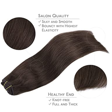 WENNALIFE Clip in Hair Extensions Real Human Hair, 24 Inch 140g 7pcs Remy Hair, Light Dark Brown Straight Natural Extensiones De Cabello Humano Con Clip Ins - Image 4