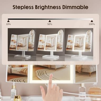 FRANO Makeup Vanity Mirror with Lights, Rechargeable Lighted Makeup Mirror with 2X 3X 10X Magnification, Led Makeup Mirror with 3 Colors Lights, Portable Mirror for Travel Desk, Gifts for Women Girls - Image 3