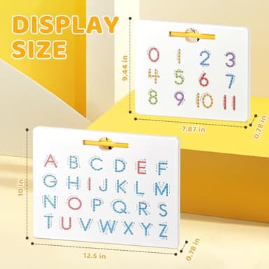 GAMENOTE Double Sided Magnetic Letter & Number Board Set - Alphabet & Numbers Tracing Board for Toddlers, ABC Uppercase & Lowercase Practicing, Math Learning, Educational Toys for Kids - Image 8