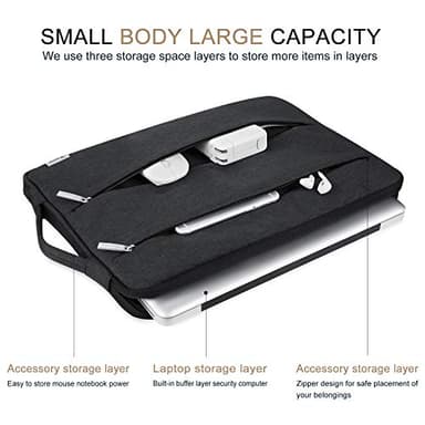 Voova 15.6 16 Inch Laptop Sleeve Case Compatible with MacBook Pro 16 M1/M2/M3/M4 Max 2019-2025, 15.6-16” Hp Lenovo Acer Asus, Waterproof Slim Computer Bag Cover with Handle, Black - Image 2