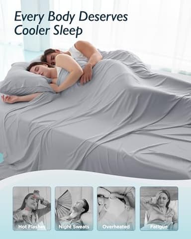 Breescape Cooling Sheet Set Queen Size - BlendTek™ Dry & Cool Technology for Hot Sleepers and Night Sweats, Q-Max>0.46 Tech, Deep Pocket Up to 18", 360° Elastic Band, Misty Gray - Image 5
