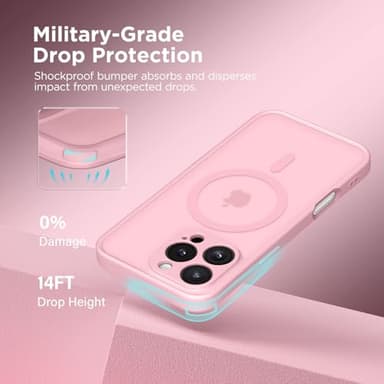 CAPRARO Magnetic Compatible with iPhone 16 Pro Max Case, Upgraded [Full Camera Protection] [Compatible with MagSafe] Protective Translucent Matte Women Phone Case Cover, Peach Pink - Image 5