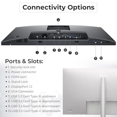 Dell P2425H Computer Monitor Screen 24" 16:9 IPS Display 100Hz w/Stand - 1 Year Warranty, Full HD, 1920 x 1080 with Power Cord + DisplayPort Cable + HDMI Cable + USB 3.0 Cable + Microfiber Cloth - Image 4