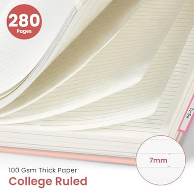 Large Spiral Lined Notebooks for Work With Removable Dividers & Tabs, 8.5"x11" Hardcover 5 Subject Notebook for Note Taking & Organizer, A4 College Ruled Journal for Women & Writing, Pink, 280 Pages - Image 2