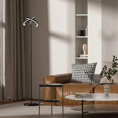 SIBRILLE LED Floor Lamp - Rotatable Standing Lamp with Touch & Remote Control, 3000-6000K, 22W Modern Floor Reading Light, Dimmable Corner Uplighter for Living Room Bedroom Office, Black - Image 7