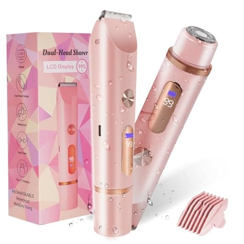 Bikini Trimmer for Women 2in1 High Power Epilators Hair Removal Waterproof Electric Razors Women's Electric Razor Pubic Hair Trimmer Shaver for Women for Ladies Pubic, Face, Underarms, Legs (Pink) - Image 1
