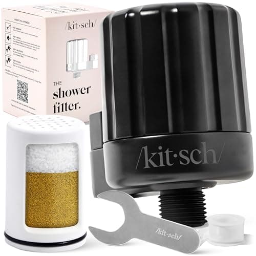 Kitsch Shower Head Filter for Hard Water – Shower Filter with KDF-55 & Calcium Sulfite, Helps Reduce Chlorine & Impurities, Water Softener - Bathroom Accessories for Healthier Hair & Skin - Black - Image 1