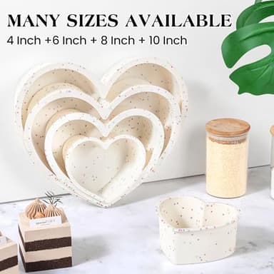 AOTASO Silicone Heart Shaped Cake Pans 10 Inch Large Heart Cake Pan Nonstick Silicone Heart Molds for Baking (2 Pcs Set, Cream) - Image 5