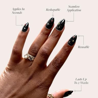 Glamnetic Press On Nails - Winter Comet | Glossy, Opaque, Short Almond Nails, Salon Quality | 15 Sizes - 30 Nail Kit with Glue - Image 3