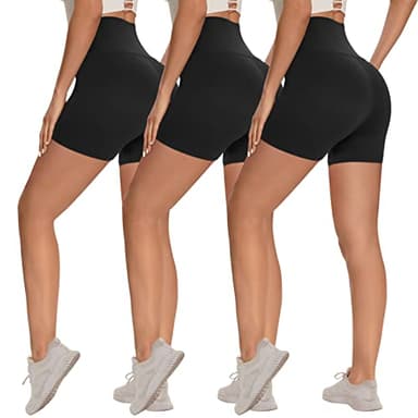 3 Pack Biker Shorts for Women – 8"/5" High Waisted Tummy Control Workout Yoga Running Athletic Shorts - Image 1