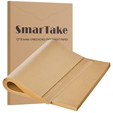 SMARTAKE 200 Pcs Parchment Paper Baking Sheets, 12x16 Inches Non-Stick Precut Baking Parchment, for Baking Grilling Steaming Bread Cup Cake Cookie and More (Unbleached) - Image 1