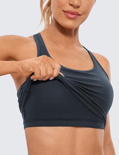 CRZ YOGA Butterluxe Womens Y-Back Racerback Longline Sports Bra - Padded Scoop Neck Workout Crop Tank Top with Built in Pads True Navy Large - Image 3