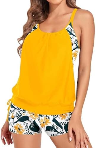 Holipick Blouson Tankini Swimsuits for Women - Two Piece Tummy Control Bathing Suit with Shorts Modest Swimwear - Image 5