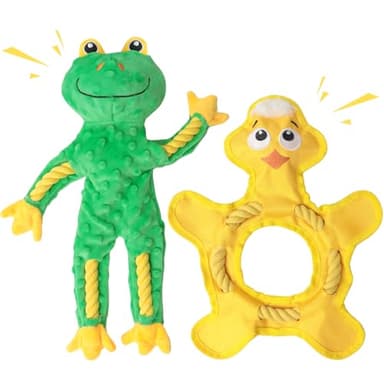 HUGEME Dog Toys to Keep Them Busy, Plush Tug of War Interactive Rope Dog Toys, Squeaky Chew Toys for Small Medium Large Dogs - Image 1