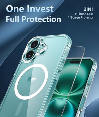 FNTCASE for iPhone 16 Phone Case: Magnetic Military Grade Drop Protection Anti Yellowing Slim Case - Rugged Shockproof Protective Transparent Cell Phone Cover (A-Transparent) - Image 5