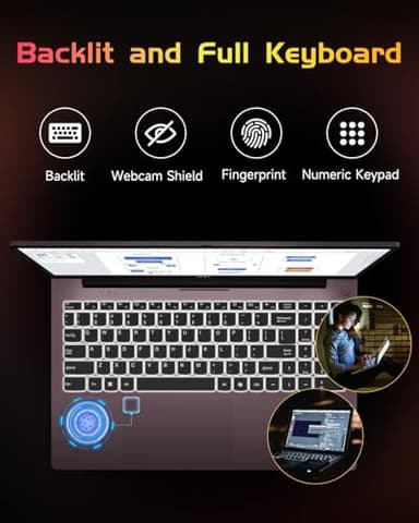 NIMO 15.6 IPS FHD-Laptop, 16GB RAM 1TB SSD Intel Pentium Quad Core N100, Computer with Backlit Keyboard Fingerprint (Beat to i3-1115G4 Up to 3.4GHz) Laptops for Student, Win 11 Rose Gold - Image 5